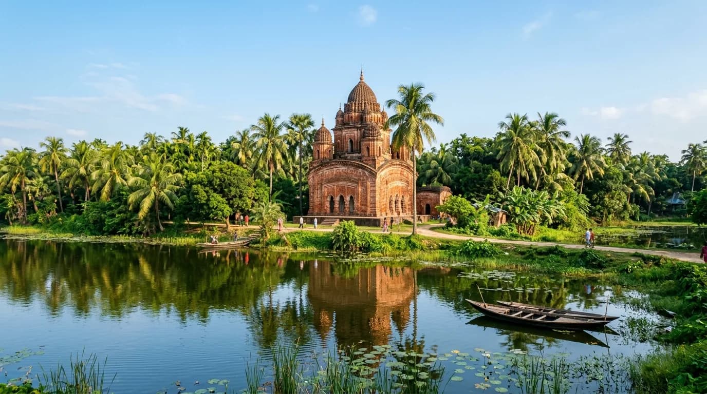 রাজশাহী থেকে ডে ট্যুর চলাকালে পুঠিয়ার ঐতিহাসিক টেরাকোটা মন্দির প্রাঙ্গণ